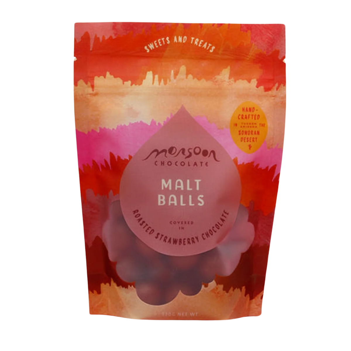 Monsoon Roasted Malt Balls Covered in Strawberry Chocolate