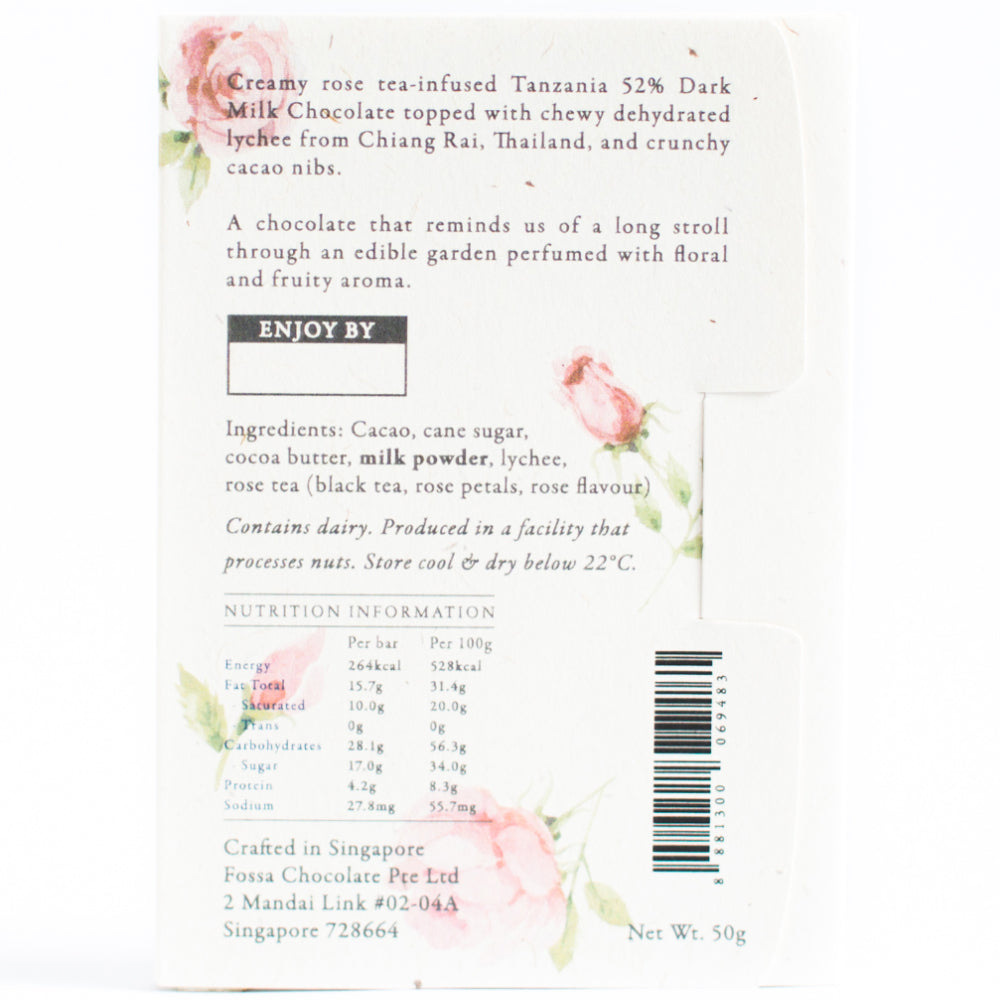 Fossa Lychee Rose Dark Milk Chocolate